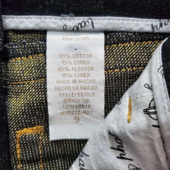 Baby Phat Junior's Y2K Black Gold Contrast Sequin Embellished Bootcut Jeans Sz 9 - Picture 6 of 10